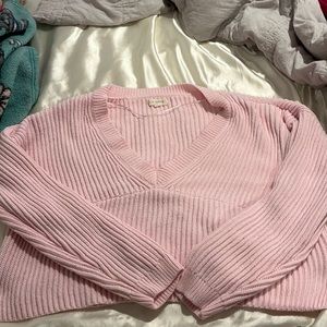 Pink Cropped LA Hearts sweater